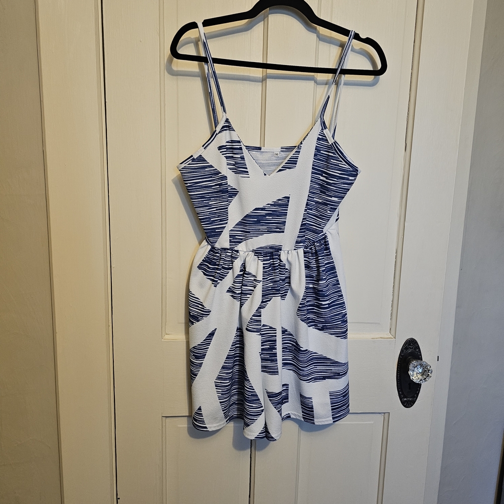Angashion Blue and White Striped Dress
